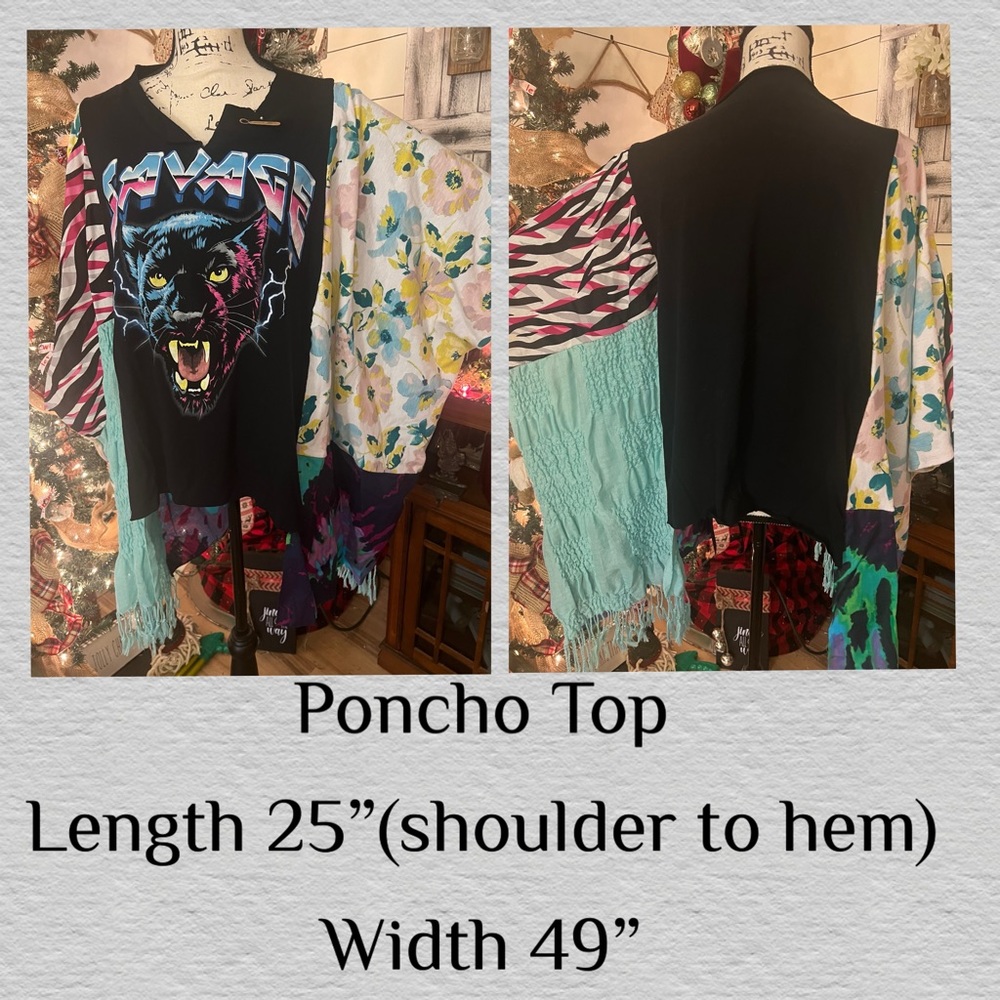 Upcycled, Boho Style, One of a Kind Poncho
